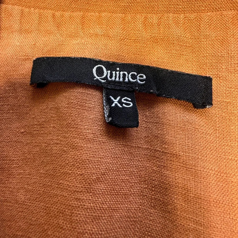Quince 100% European Linen Short Sleeve Button Front Shirt Terracotta Orange XS - Picture 4 of 8